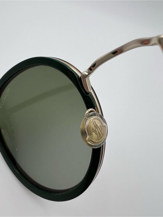 Moncler ML0195 Sunglasses 56R Havana Dark Green Pale Gold Temples Polarized main image 11